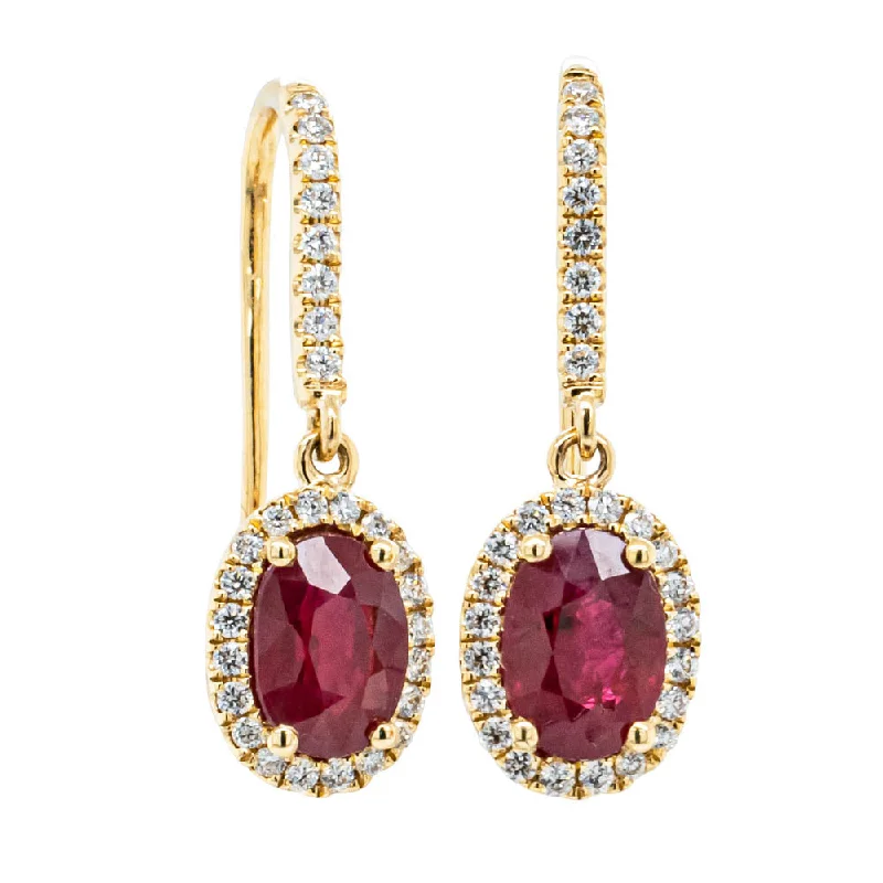 custom earrings for women -18ct Yellow Gold 2.29ct Ruby & Diamond Mini Sierra Earrings