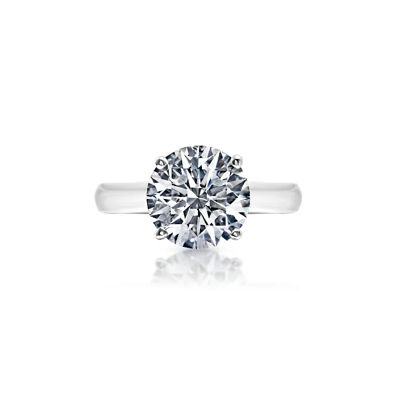 bridal engagement rings for women -Liba 3 Carat I VS1 Round Brilliant Diamond Solitaire Engagement Ring in Platinum