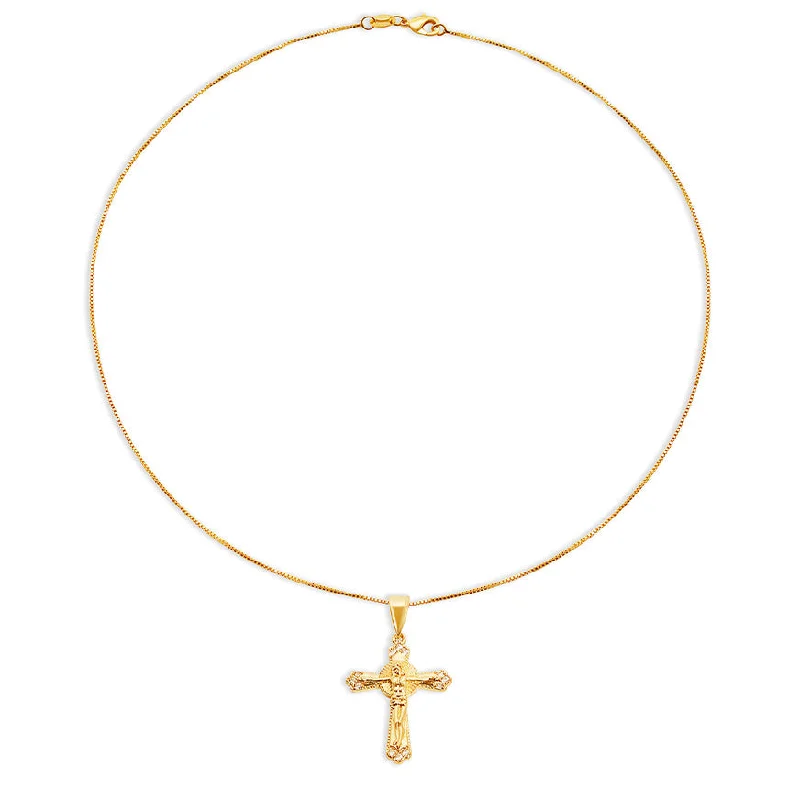 bridal necklaces for women -THE TRIPLE STONE ORNATE CROSS NECKLACE