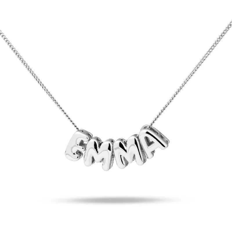 silver necklaces for women -Bubble initials necklace silver