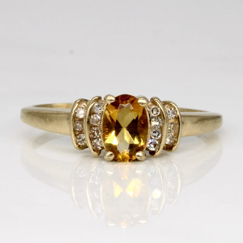 statement gemstone rings -Citrine & Diamond Ring | 0.40ct, 0.07ctw | SZ 7 |