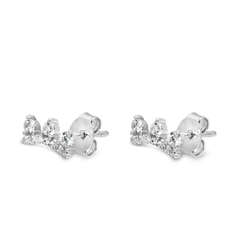 minimalist earrings for women -ROYAL CROWN SHAPED STUD SILVER EARRING