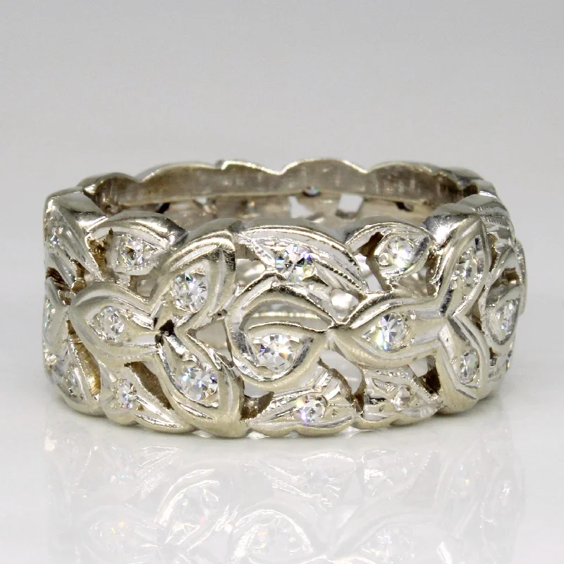 women’s eternity rings -Vintage Leaf Design Diamond Ring | 0.58ctw | SZ 6.75 |