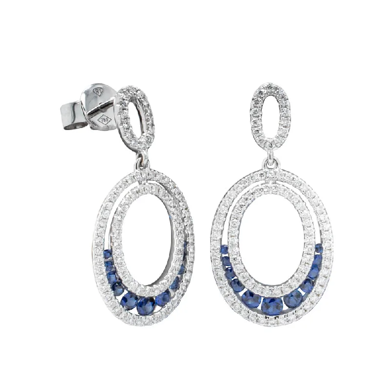 trendy ear climbers for women -18ct White Gold .49ct Sapphire & Diamond Drop Earrings