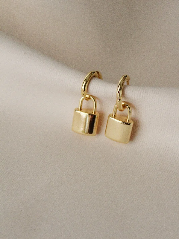 affordable earrings for women -Love Lock Huggies