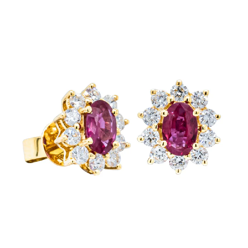 women’s custom earrings -18ct Yellow Gold .80ct Ruby & Diamond Earrings