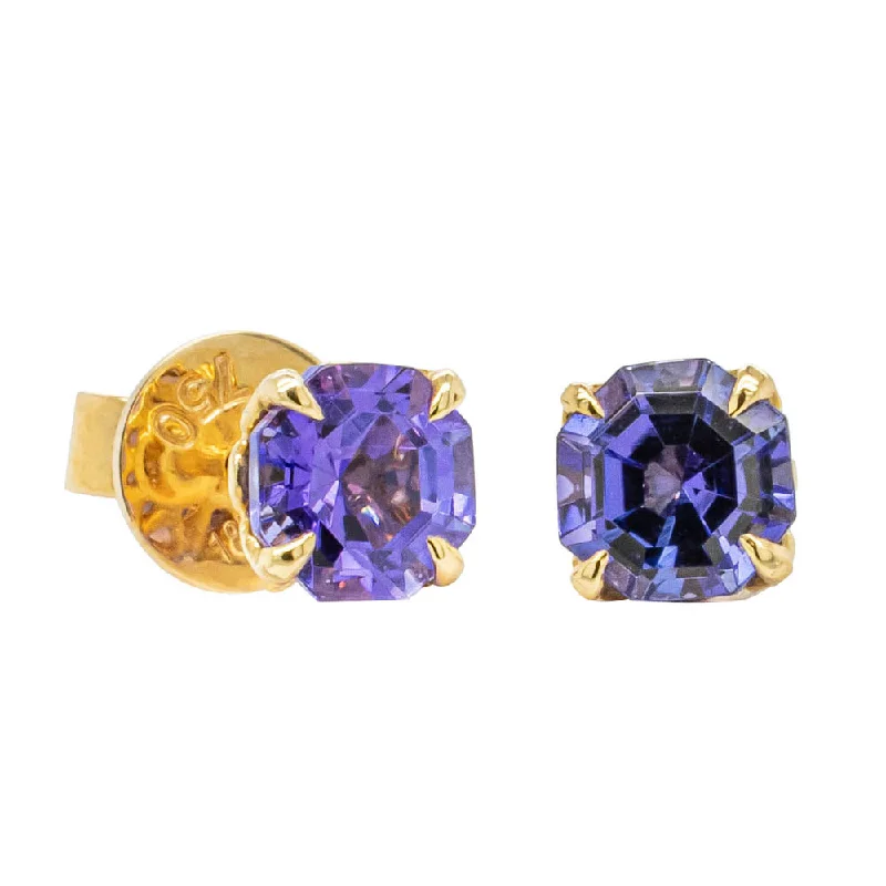 women’s custom earrings -18ct Yellow Gold Tanzanite Octavia Stud Earrings