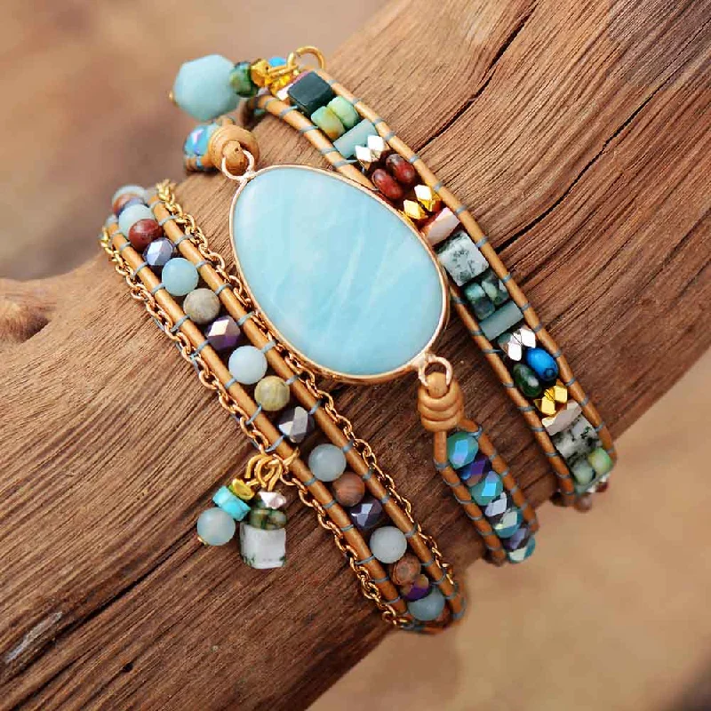 gold bangles for women -Wave Of Calm Amazonite Bracelet