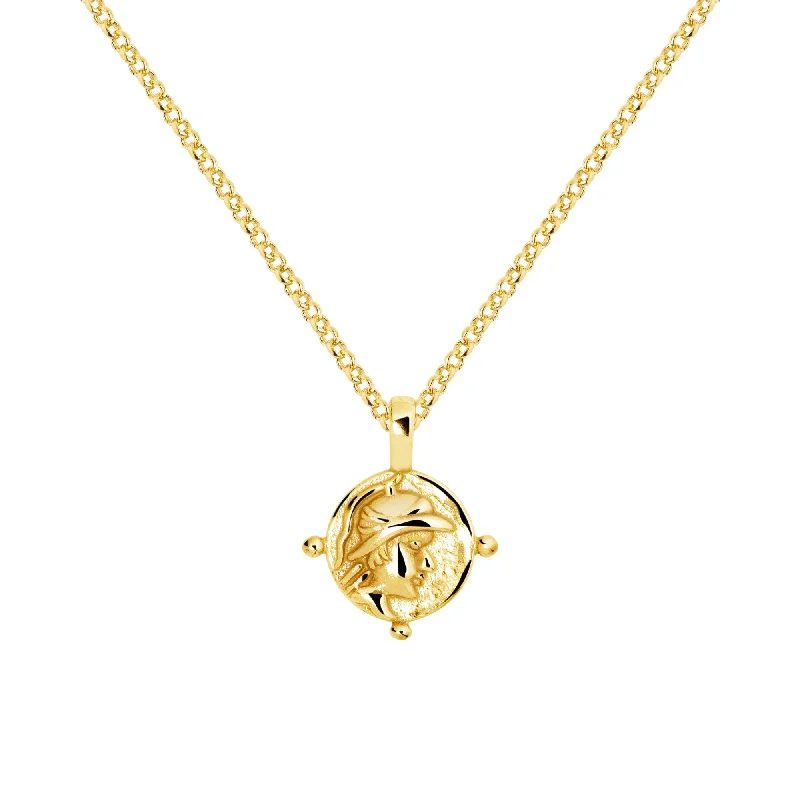 double chain necklaces for women -Roman Mini Medallion Gold Necklace