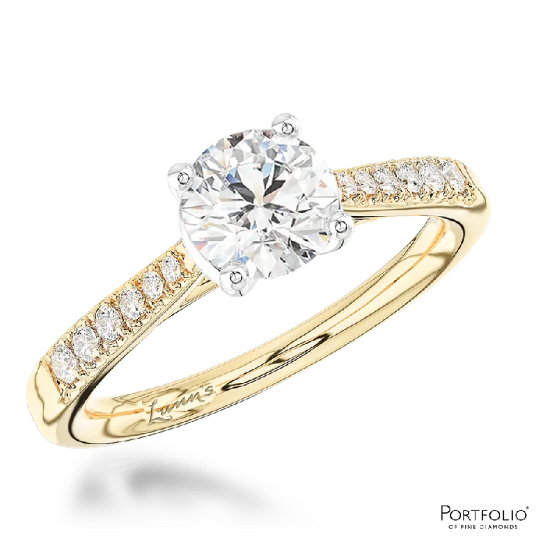 classic gold rings for women -Solitaire 0.90ct E SI1 Diamond Yellow Gold/Platinum Ring