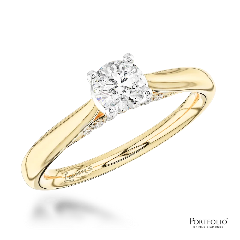 beautiful rings for women -Solitaire 0.40ct F VS2 Diamond Yellow Gold/Platinum Ring