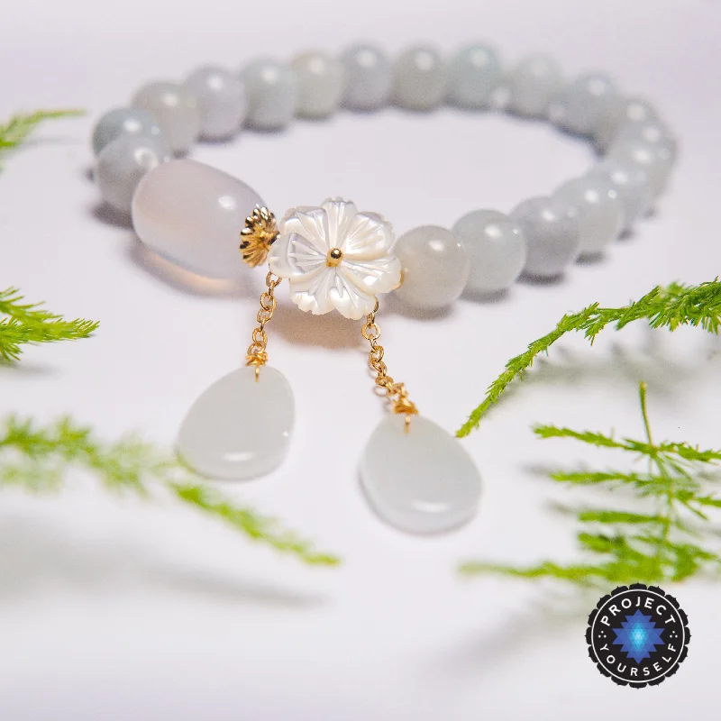 modern bangles for women -White Jade Serenity Bracelet