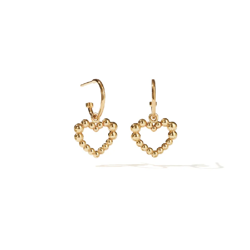 classic dangly earrings for women -Meadowlark Fizzy Heart Signature Hoops - Gold Plated