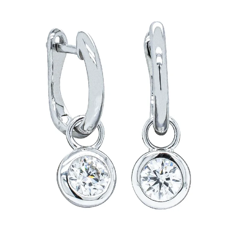 crystal drop earrings for evening -18ct White Gold Diamond Natalia Hoop Earrings