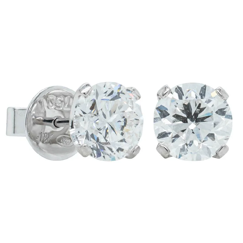 gold-plated earrings for women -18ct White Gold 3.00ct Diamond Blossom Stud Earrings