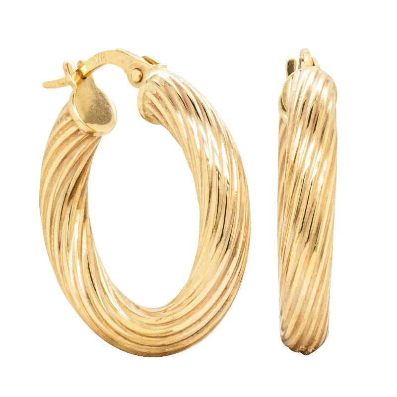 sterling silver hoop earrings -9ct Yellow Gold Textured Hoop Earrings