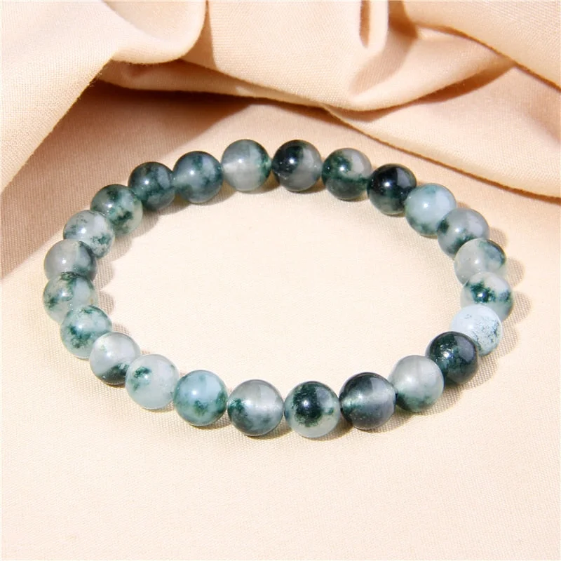 women’s trendy bangles -Tranquil Forest Moss Agate Bracelet