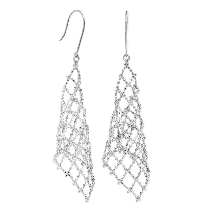 elegant hoop earrings -18ct White Gold Latticework Drop Earrings