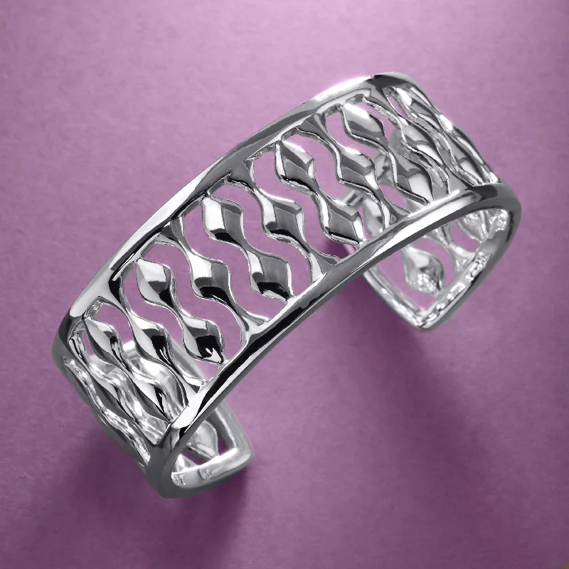 women’s bangles with charms -Arabesque Cuff In Silver