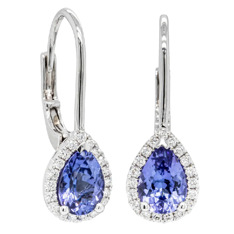 modern earrings for women -18ct White Gold Tanzanite & Diamond Mini Sierra Earrings