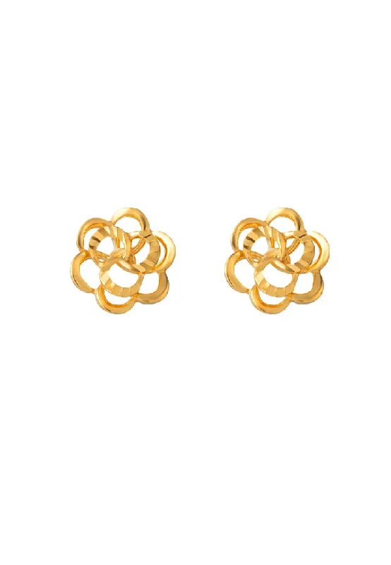 custom-designed hoop earrings -TOMEI Curling Petals Earrings, Yellow Gold 916