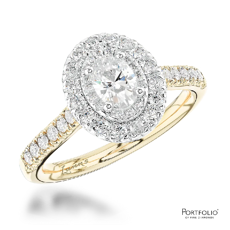 elegant rings for women -Cluster 0.30ct D SI1 Diamond Yellow Gold/Platinum Ring