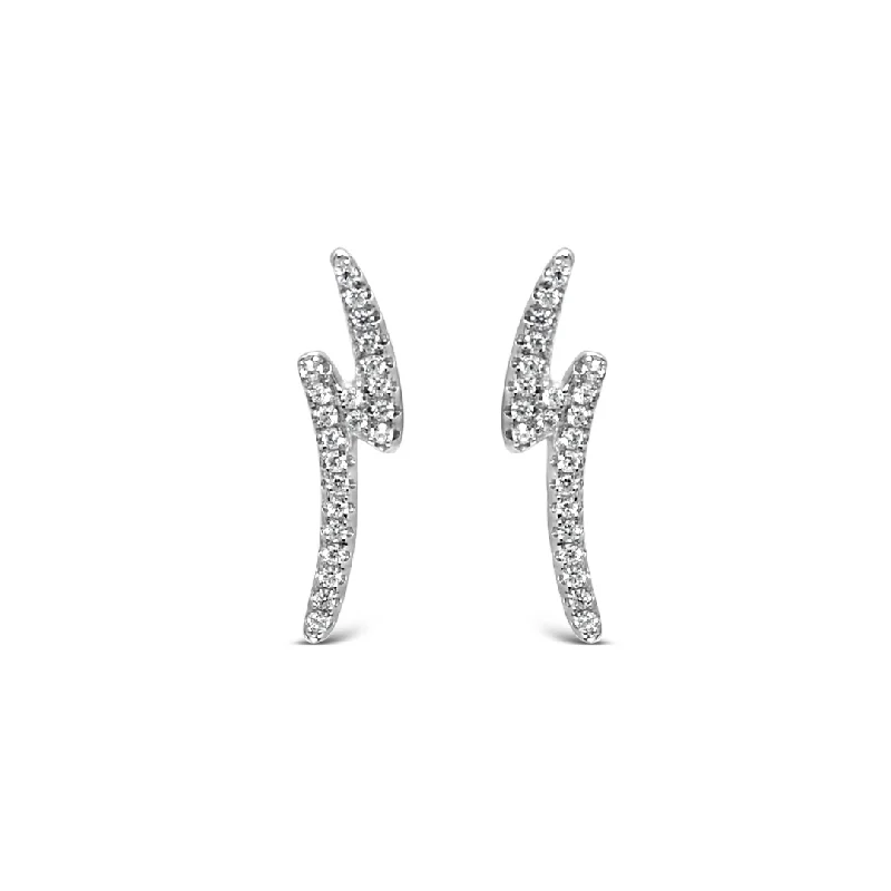 trendy ear climbers for women -ENERGETIC ( Z ) SHAPE STUD SILVER EARRING