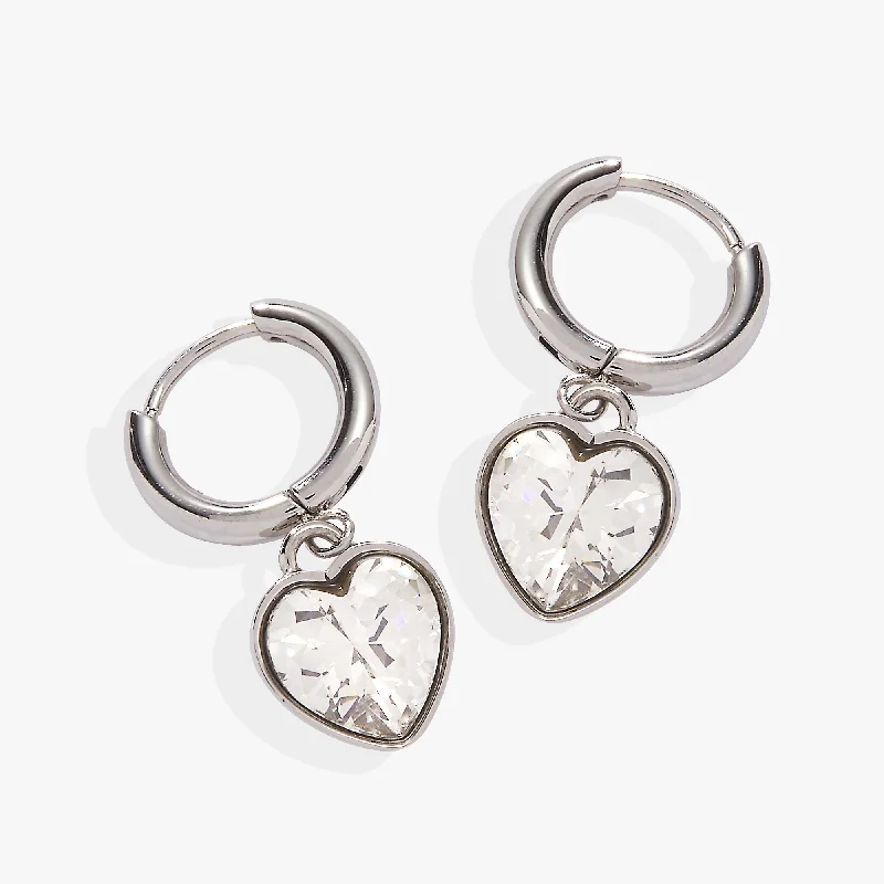 women’s earrings -Crystal Heart Huggie Hoop Earrings