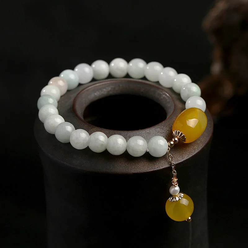 women’s custom bracelets -White Jade Longevity Bracelet