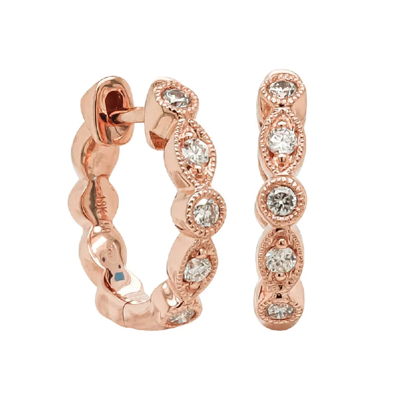 glamorous earrings for women -18ct Rose Gold Diamond Aura Hoop Earrings