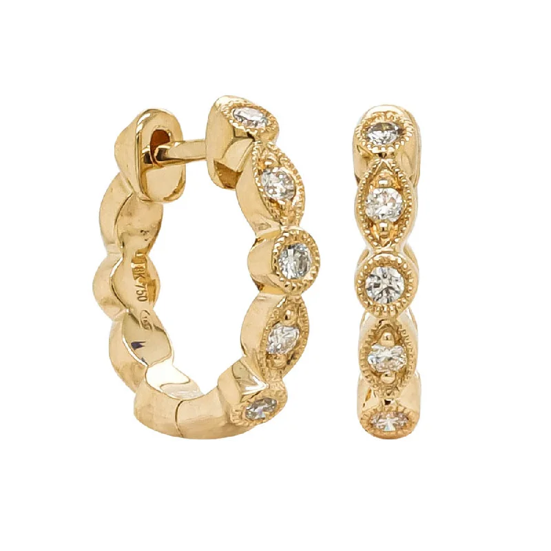 luxury gold earrings -18ct Yellow Gold Diamond Aura Hoop Earrings