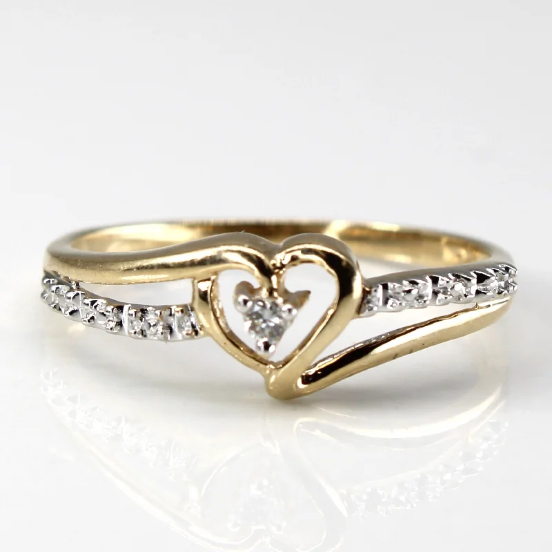 women’s rings -Diamond Heart Design Gold Ring | 0.03ct | SZ 7 |