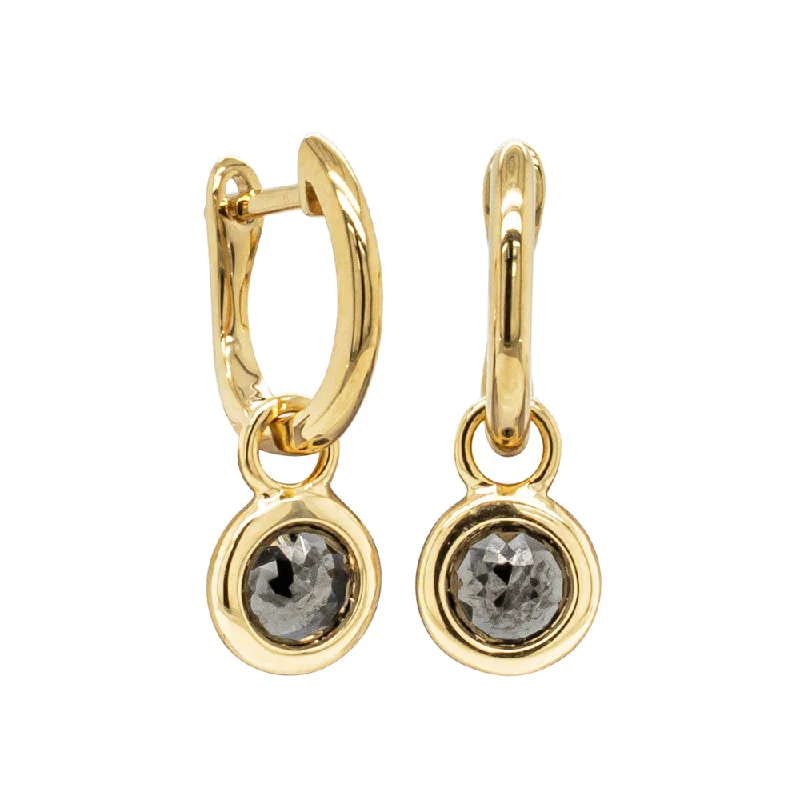 gemstone stud earrings -18ct Yellow Gold Black Diamond Natalia Hoop Earrings