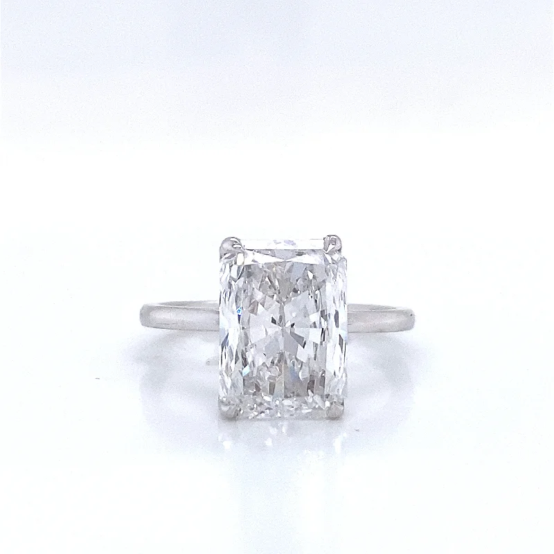 rings for special occasions -Lynde 4 Carat Cushion Cut Lab Grown Diamond Engagement Ring. Solitaire.  IGI Certified