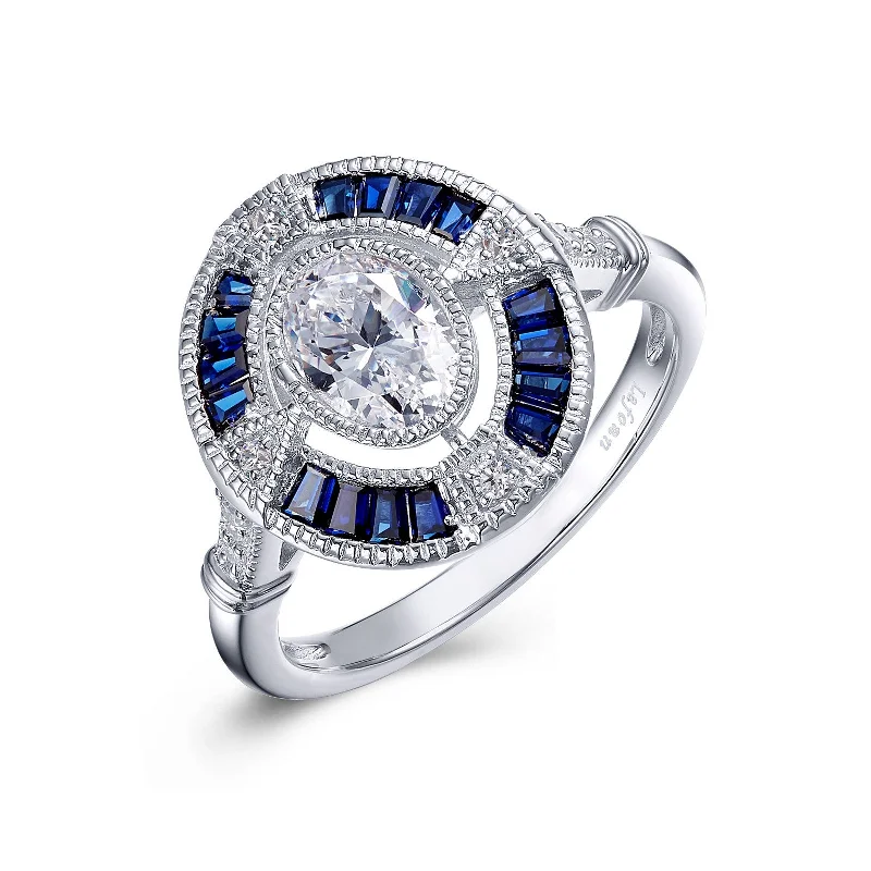 fashion-forward rings for women -Lafonn Heritage Oval Sapphire Ring R0395CSP