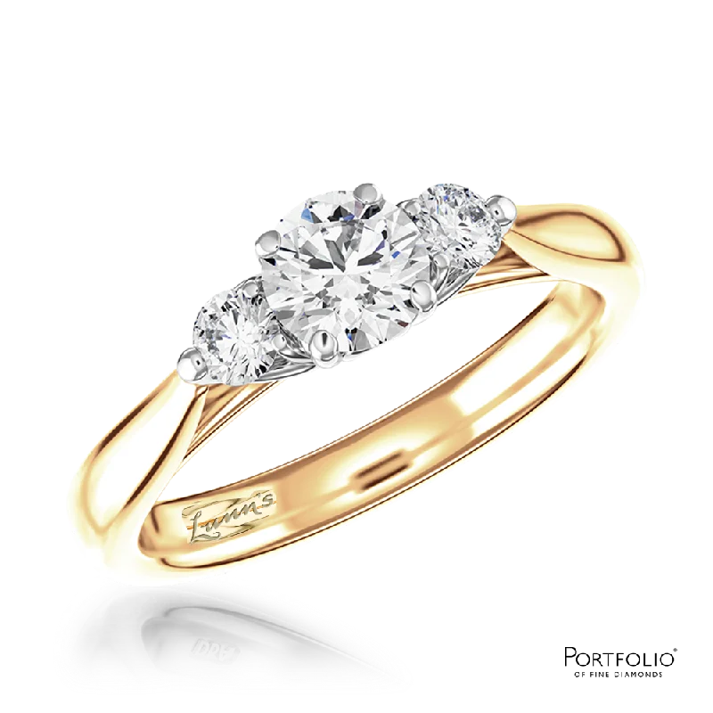 women’s engagement rings with diamonds -Tulip Three Stone 0.40ct F SI1 Diamond Yellow Gold/Platinum Ring