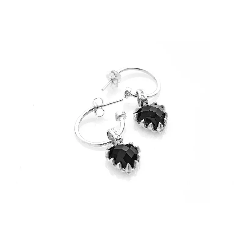 diamond earrings for women -Stolen Girlfriends Club Love Anchor Earrings - Sterling Silver & Onyx