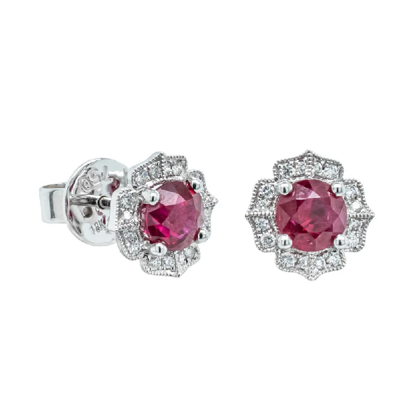 fashion earrings for women -18ct White Gold 2.13ct Ruby & Diamond Paramount Earrings