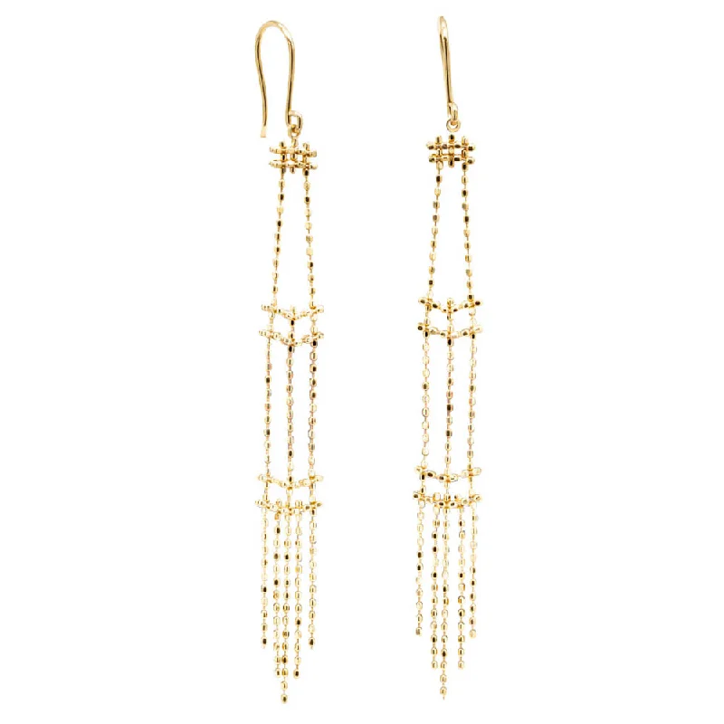 colorful earrings for women -18ct Yellow Gold Mojito Tassel Drop Earrings