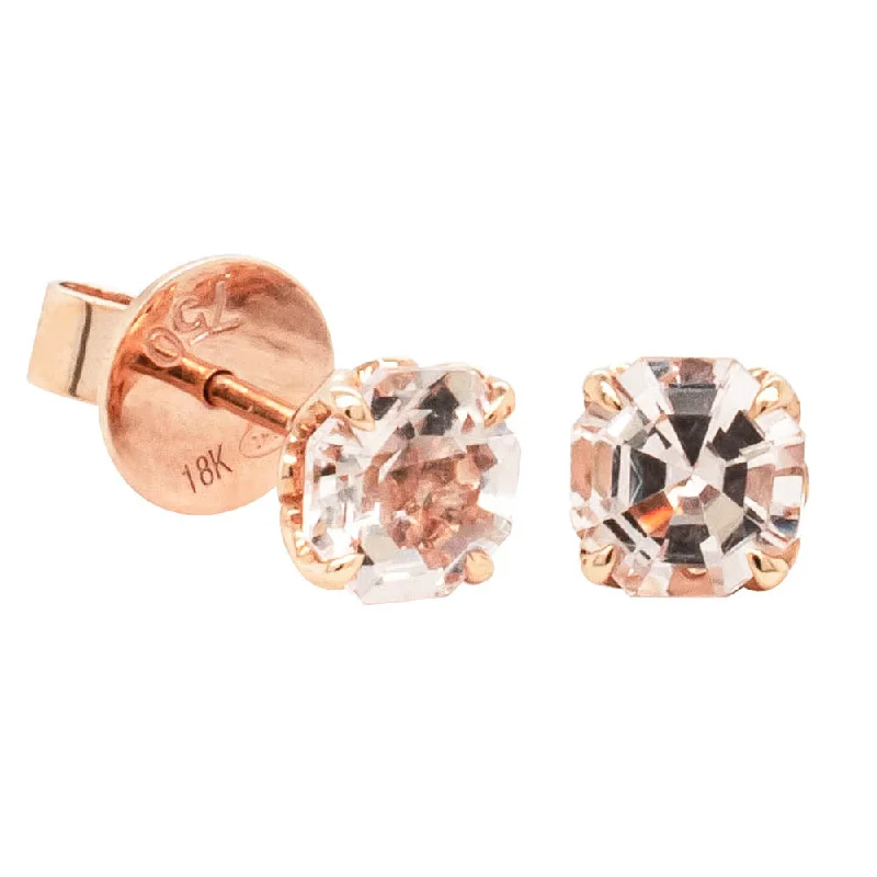 sleek hoop earrings for women -18ct Rose Gold Morganite Octavia Stud Earrings