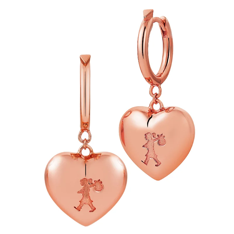 classic pearl earrings for women -Karen Walker x Walker & Hall Runaway Heart Earrings - 9ct Rose Gold