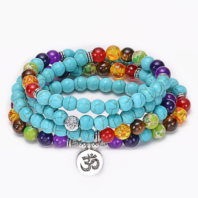 charm bangles for women -7 Chakra Turquoise Mala