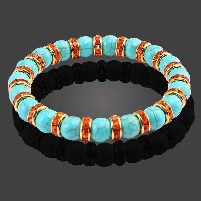 Blue Turquoise Gold Orange Crystal