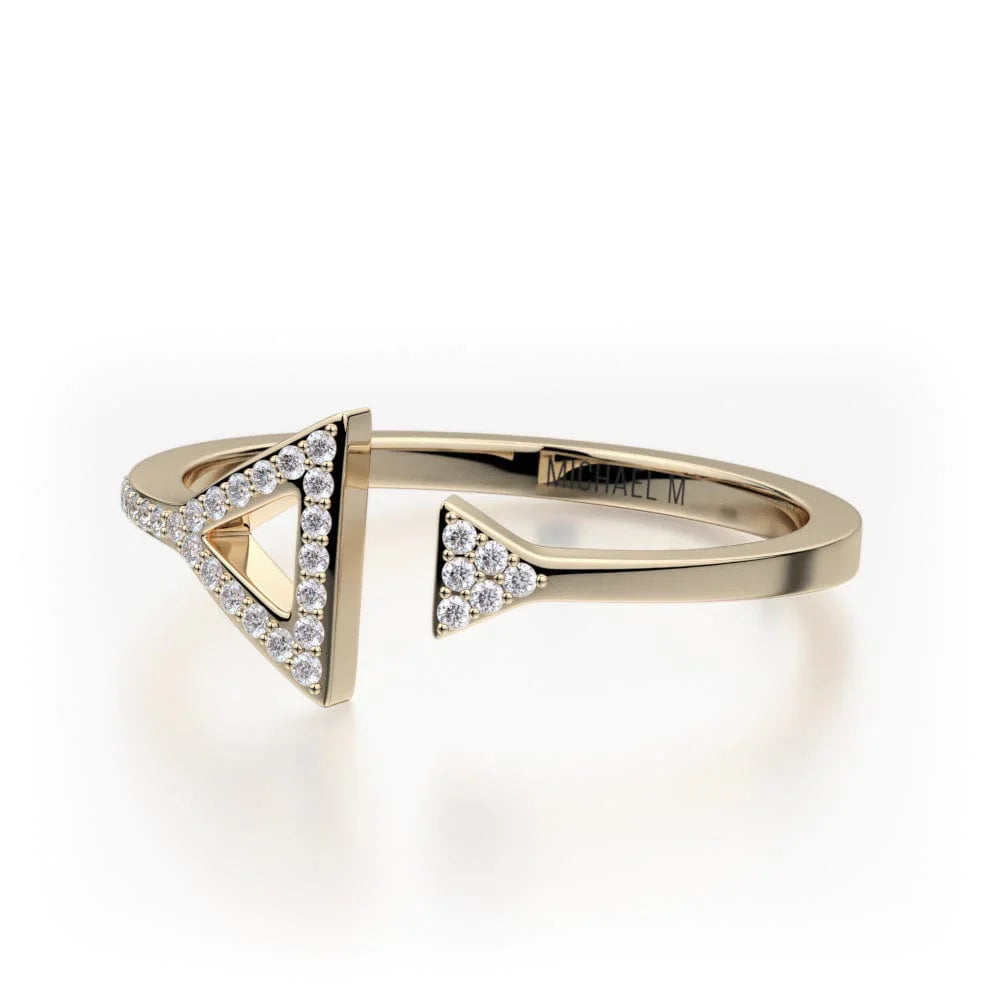 women’s platinum rings -Double Diamond Triangle Ring F315-YG4