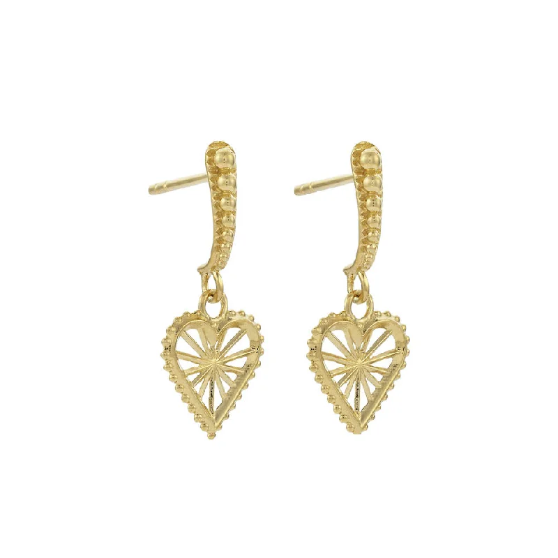 women’s pearl stud earrings -Zoe & Morgan x Walker & Hall Mini Sweet Heart Earrings - Gold Plated