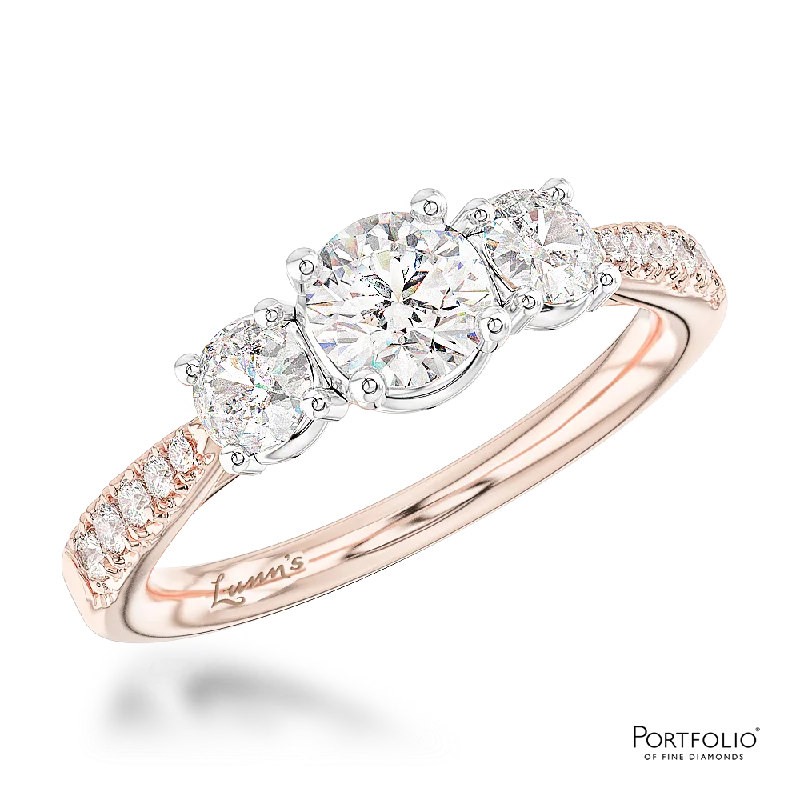 silver rings for women -Skye Classic Three Stone 0.30ct F VS2 Diamond Rose Gold/Platinum Ring