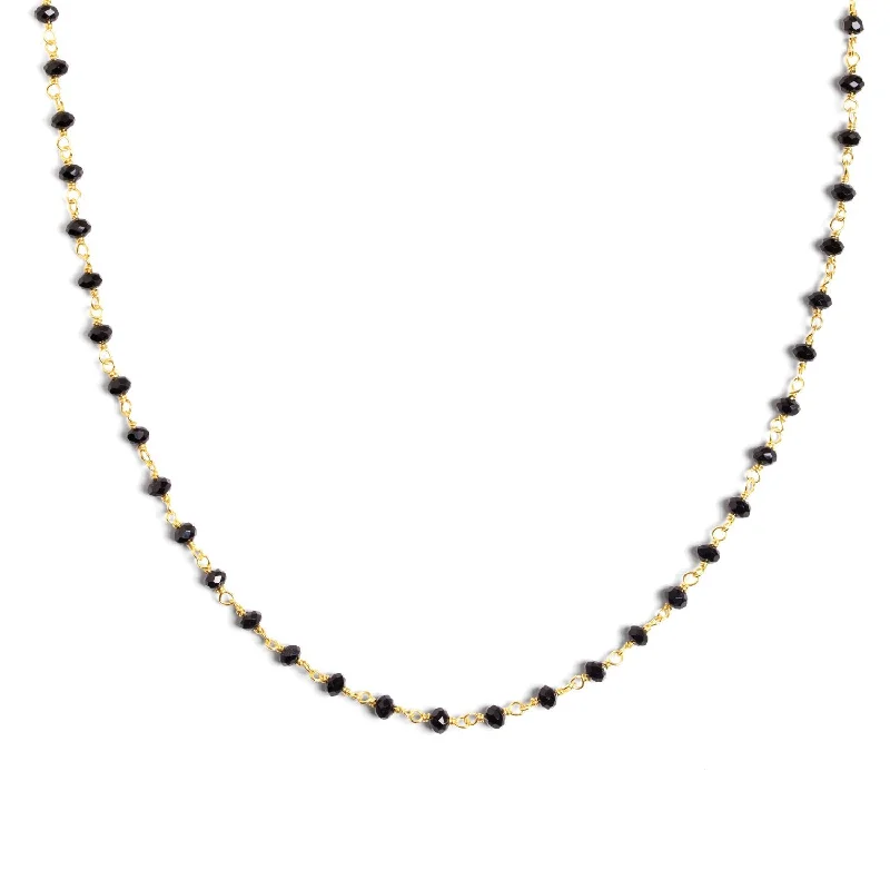 celestial necklaces for women -Black Crystals Gold Necklace