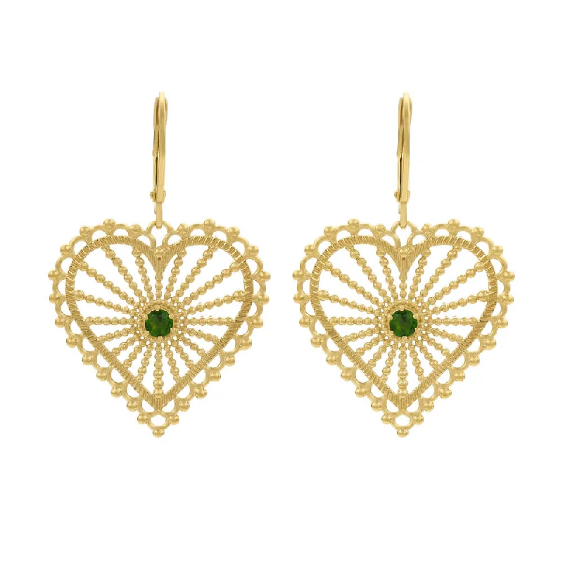 fashion statement earrings -Zoe & Morgan Amor Earrings - Gold Plated & Chrome Diopside