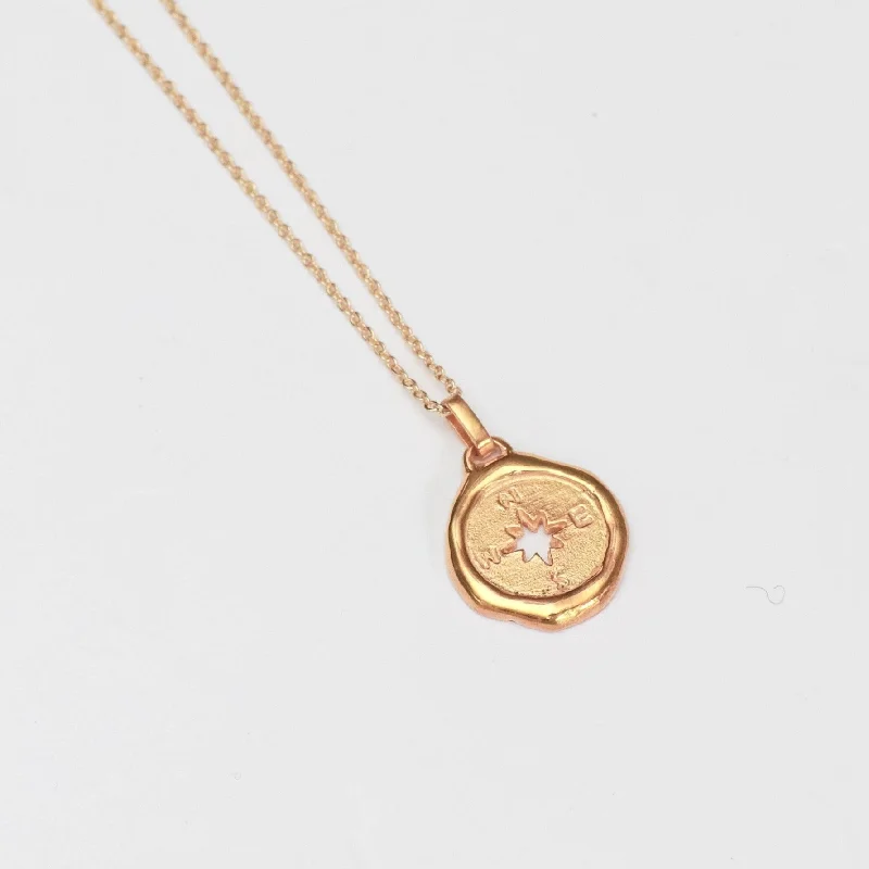 pendant necklaces for women -Compass Necklace, Solid Gold