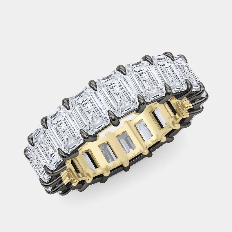 elegant diamond rings for women -Mixed Metals Emerald Diamond Eternity Ring